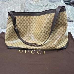 Authentic Gucci XL Coated Brown Monogram Women's Bag